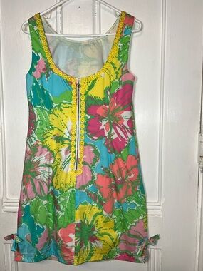 Lilly Pulitzer Multicolor Floral Tropical Zip Sleeveless Shift Sundress